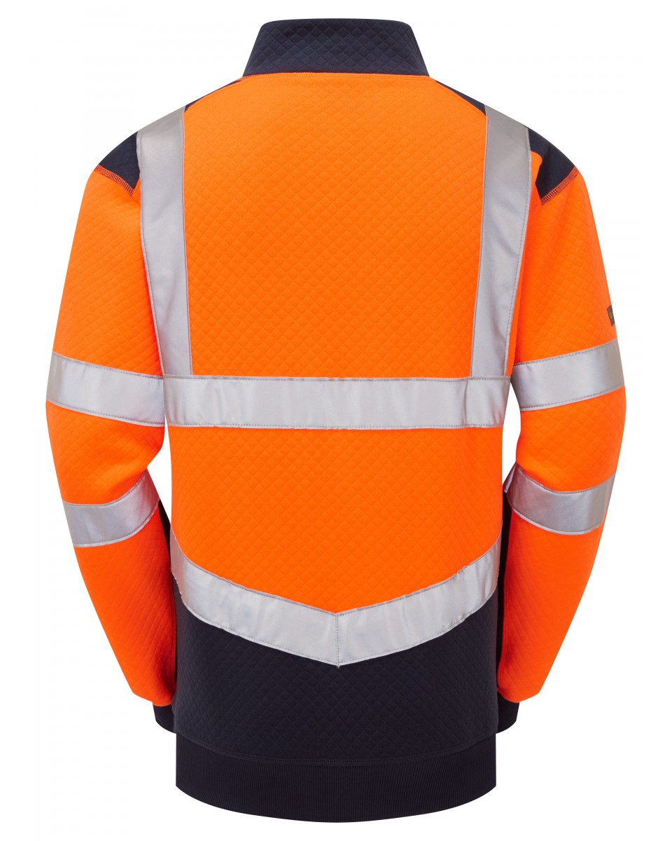 ISO 20471 Class 2 EcoViz PC Dual Colour 1/4 Zip Sweatshirt Orange/Navy